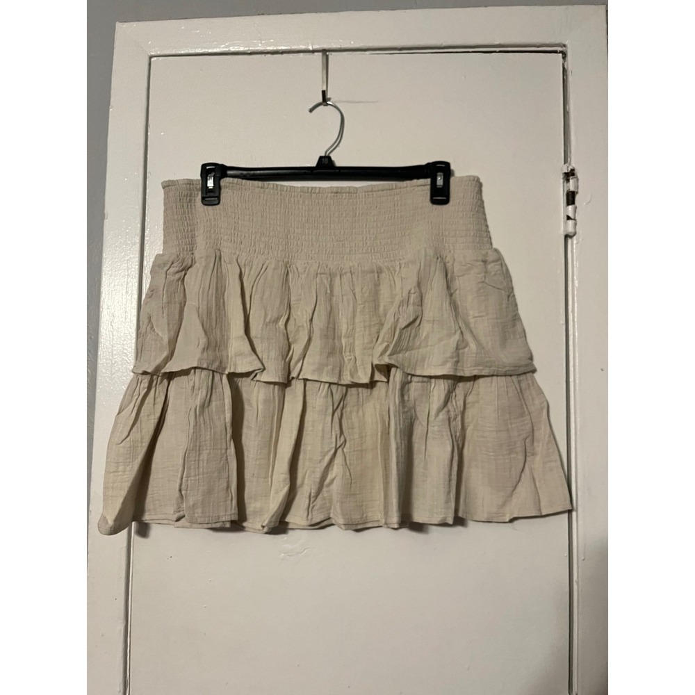 Universal Thread Tan Cotton Gauze Smocked Tiered Ruffle Mini Skirt XXL NWT